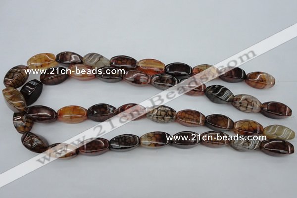 CAG4154 15.5 inches 10*20mm twisted rice dragon veins agate beads