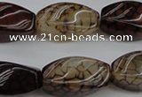 CAG4155 15.5 inches 13*25mm twisted rice dragon veins agate beads