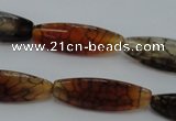 CAG4159 15.5 inches 10*30mm trihedron dragon veins agate beads