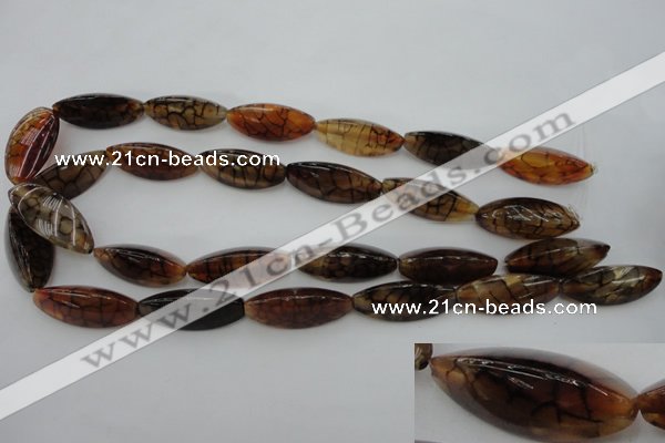 CAG4160 15.5 inches 12*30mm trihedron dragon veins agate beads