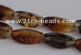 CAG4162 15.5 inches 8*16mm twisted trihedron dragon veins agate beads