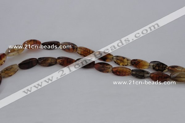 CAG4162 15.5 inches 8*16mm twisted trihedron dragon veins agate beads