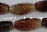 CAG4164 15.5 inches 10*20mm twisted trihedron dragon veins agate beads