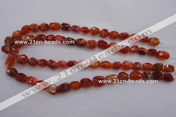 CAG4175 15.5 inches 9*12mm faceted nuggets natural fire agate beads