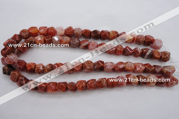 CAG4176 15.5 inches 10*11mm faceted nuggets natural fire agate beads