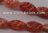 CAG4185 15.5 inches 6*12mm twisted rice natural fire agate beads