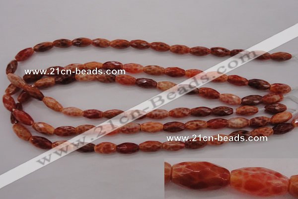 CAG4194 15.5 inches 8*14mm faceted rice natural fire agate beads