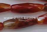 CAG4198 15.5 inches 12*35mm faceted rice natural fire agate beads