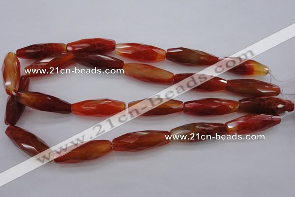 CAG4198 15.5 inches 12*35mm faceted rice natural fire agate beads