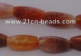 CAG4199 15.5 inches 7*14mm twisted trihedron natural fire agate beads