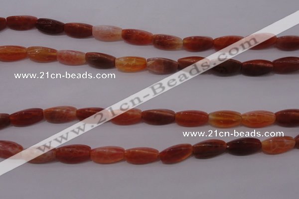 CAG4199 15.5 inches 7*14mm twisted trihedron natural fire agate beads