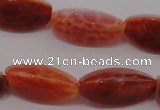 CAG4200 15.5 inches 8*16mm twisted trihedron natural fire agate beads