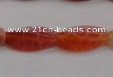 CAG4201 7*14mm faceted & twisted trihedron natural fire agate beads