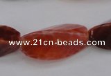 CAG4202 10*20mm faceted & twisted trihedron natural fire agate beads