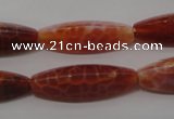 CAG4206 15.5 inches 10*30mm trihedron natural fire agate beads