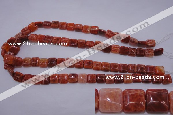 CAG4227 15.5 inches 10*10mm square natural fire agate beads