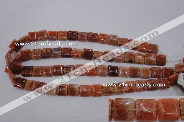 CAG4228 15.5 inches 12*12mm square natural fire agate beads