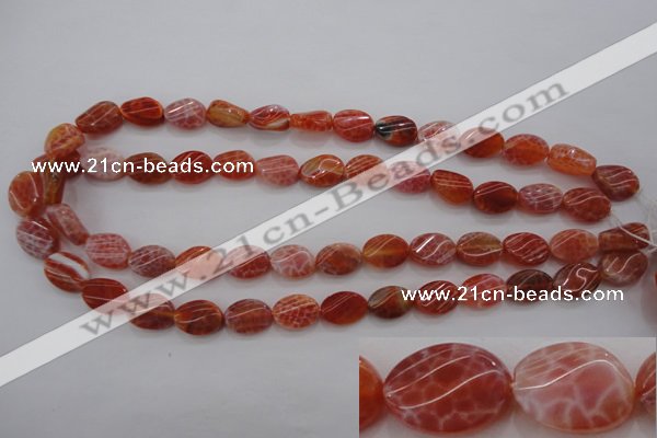 CAG4238 15.5 inches 10*14mm twisted oval natural fire agate beads