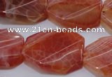 CAG4242 22*30mm faceted & twisted octagonal natural fire agate beads