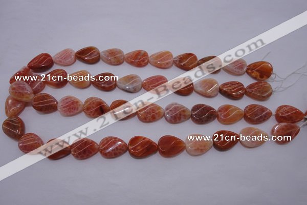 CAG4245 15.5 inches 13*18mm twisted flat teardrop natural fire agate beads