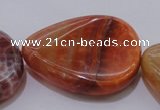 CAG4248 15.5 inches 30*40mm twisted flat teardrop natural fire agate beads