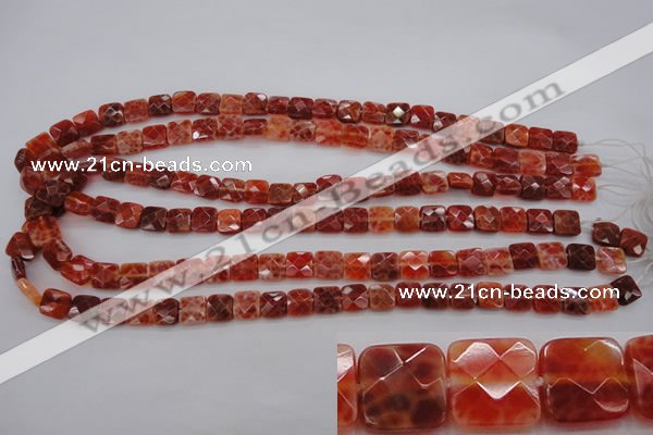 CAG4250 15.5 inches 8*8mm faceted square natural fire agate beads