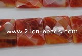 CAG4253 15.5 inches 18*18mm faceted square natural fire agate beads