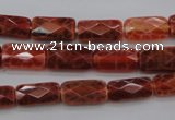 CAG4255 15.5 inches 7*14mm faceted square natural fire agate beads