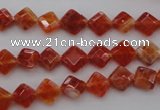 CAG4260 15.5 inches 6*6mm faceted diamond natural fire agate beads