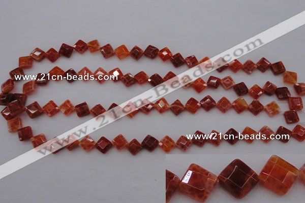 CAG4261 15.5 inches 8*8mm faceted diamond natural fire agate beads