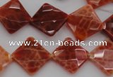 CAG4263 15.5 inches 14*14mm faceted diamond natural fire agate beads