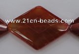 CAG4279 15.5 inches 28*40mm faceted diamond natural fire agate beads