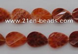 CAG4282 10*14mm faceted & twisted teardrop natural fire agate beads