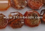 CAG4290 15.5 inches 20*20mm octagonal natural fire agate beads