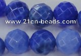 CAG4314 15.5 inches 12mm faceted round dyed blue fire agate beads