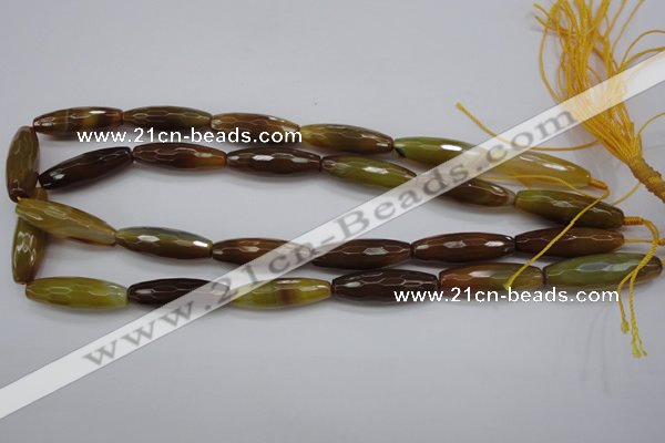 CAG4335 15.5 inches 10*30mm faceted rice botswana agate gemstone beads