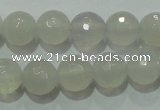 CAG4350 15.5 inches 8mm faceted round white agate beads wholesale