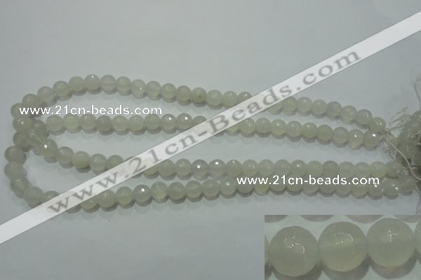 CAG4350 15.5 inches 8mm faceted round white agate beads wholesale