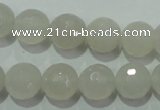 CAG4351 15.5 inches 10mm faceted round white agate beads wholesale