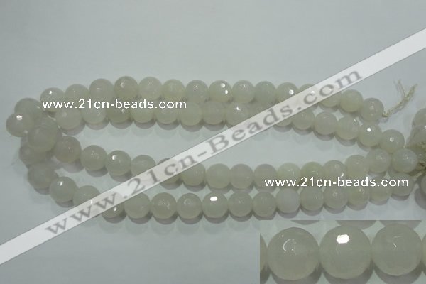 CAG4352 15.5 inches 12mm faceted round white agate beads wholesale