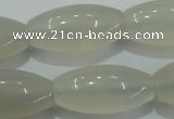 CAG4355 15.5 inches 15*30mm rice white agate beads wholesale