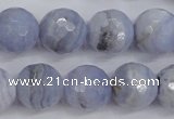 CAG4363 15.5 inches 10mm faceted round blue lace agate beads