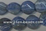 CAG4380 15.5 inches 16mm flat round dyed blue lace agate beads