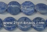 CAG4381 15.5 inches 18mm flat round dyed blue lace agate beads