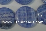 CAG4383 15.5 inches 25mm flat round dyed blue lace agate beads