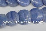 CAG4393 15.5 inches 18mm flat round dyed blue lace agate beads