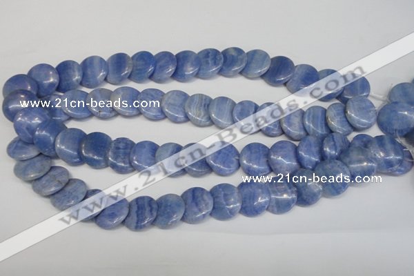 CAG4393 15.5 inches 18mm flat round dyed blue lace agate beads