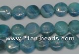 CAG4420 15.5 inches 10mm flat round dyed blue lace agate beads