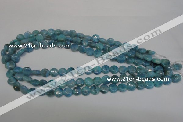 CAG4420 15.5 inches 10mm flat round dyed blue lace agate beads