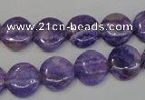 CAG4428 15.5 inches 12mm flat round dyed blue lace agate beads